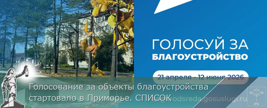 Голосование за объекты благоустройства стартовало в Приморье. СПИСОК  | Администрация муниципального округа город Партизанск Приморского края Официальный сайт