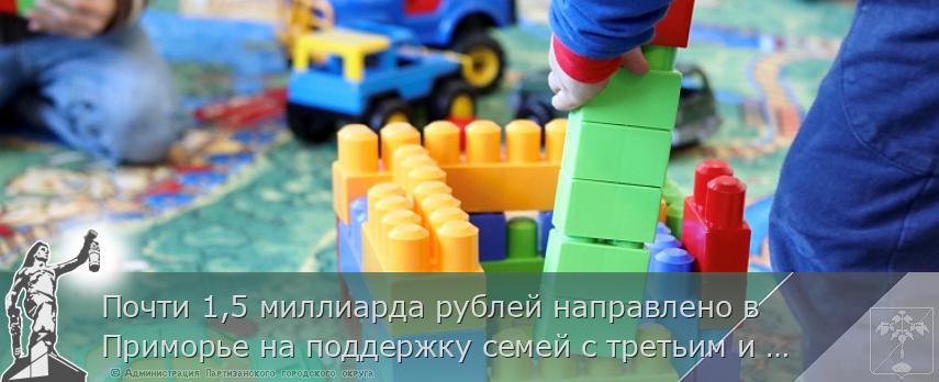 Почти 1,5 миллиарда рублей направлено в Приморье на поддержку семей с третьим и последующим ребенком до трех лет, сообщает  www.primorsky.ru