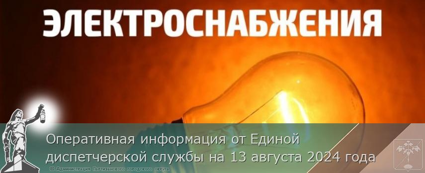 Оперативная информация от Единой диспетчерской службы на 13 августа 2024 года