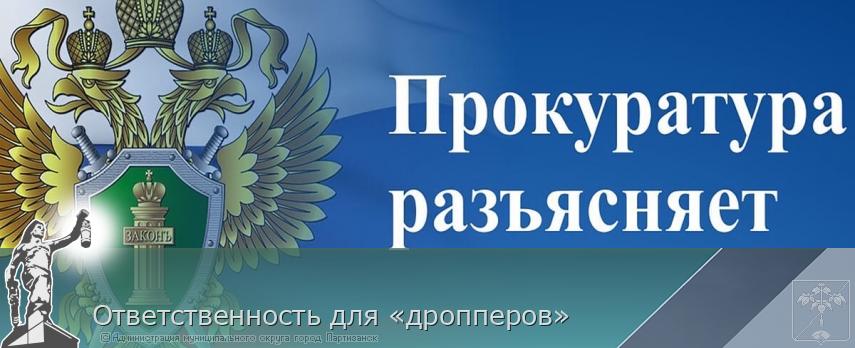 Ответственность для «дропперов» | Администрация муниципального округа город Партизанск Приморского края Официальный сайт