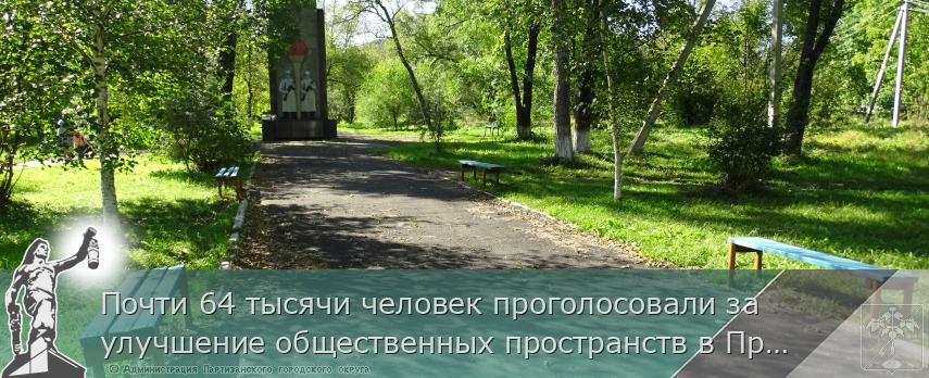 Почти 64 тысячи человек проголосовали за улучшение общественных пространств в Приморье, сообщает http://www.primorsky.ru 